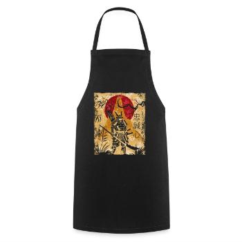 Samouraï Art Japonais Vintage Fighter Rétro - Tablier de cuisine - noir - Devant - AI Model Male 185 dark (185cm)