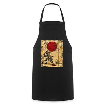 Samouraï Art Japonais Vintage Fighter Rétro - Tablier de cuisine - noir - Devant - AI Model Male 185 dark (185cm)