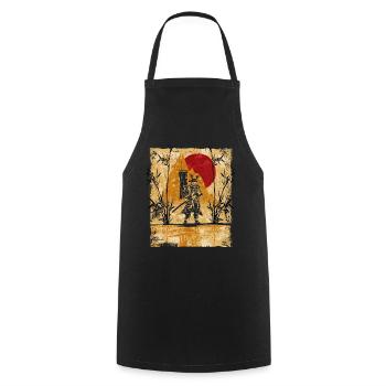 Samouraï Art Japonais Vintage Fighter Rétro - Tablier de cuisine - noir - Devant - AI Model Male 185 dark (185cm)