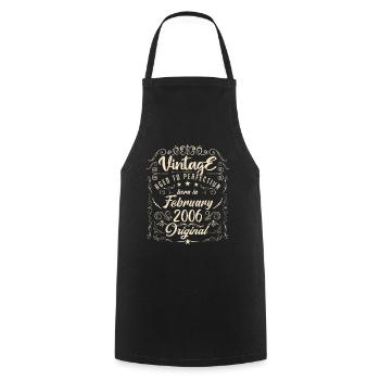 Vintage Born in February 2006 Anniversary February - Cooking Apron - black - Front - AI Model Male 185 dark (185cm)