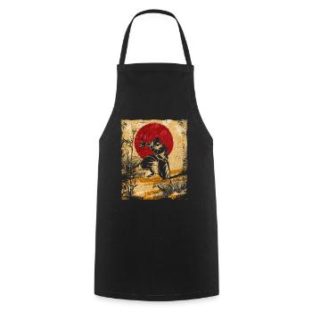 Ninja Japanese Art Vintage Fighter Retro - Cooking Apron - black - Front - AI Model Male 185 dark (185cm)