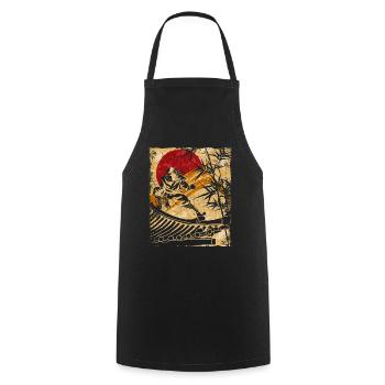 Ninja Japanische Kunst Vintage Kämpfer Retro - Kochschürze - Schwarz - Vorne - AI Model Male 185 dark (185cm)
