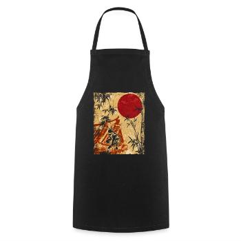 Ninja Japanische Kunst Vintage Kämpfer Retro - Kochschürze - Schwarz - Vorne - AI Model Male 185 dark (185cm)
