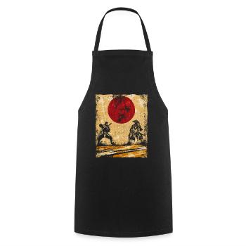 Ninja Japanische Kunst Vintage Kämpfer Retro - Kochschürze - Schwarz - Vorne - AI Model Male 185 dark (185cm)
