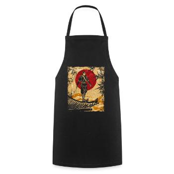Ninja Japanese Art Vintage Fighter Retro - Cooking Apron - black - Front - AI Model Male 185 dark (185cm)