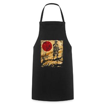 Samouraï Art Japonais Vintage Fighter Rétro - Tablier de cuisine - noir - Devant - AI Model Male 185 dark (185cm)