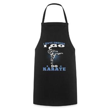 Je vais faire du Karaté Karatéka Arts Martiaux Asiatiques - Tablier de cuisine - noir - Devant - AI Model Male 185 dark (185cm)