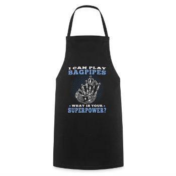 Je joue de la cornemuse Cornemuse écossaise - Tablier de cuisine - noir - Devant - AI Model Male 185 dark (185cm)