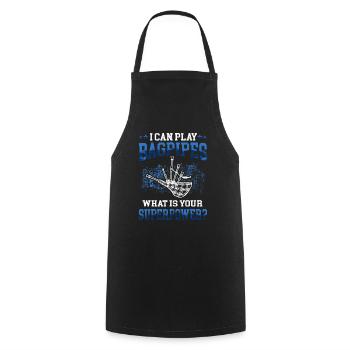 Je joue de la cornemuse Cornemuse écossaise - Tablier de cuisine - noir - Devant - AI Model Male 185 dark (185cm)