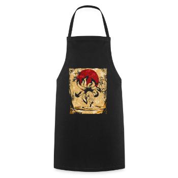 Neunschwänziger Fuchs Japanische Retro Kunst - Kochschürze - Schwarz - Vorne - AI Model Male 185 dark (185cm)