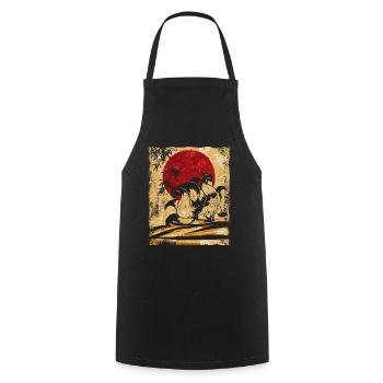 Neunschwänziger Fuchs Japanische Retro Kunst - Kochschürze - Schwarz - Vorne - AI Model Male 185 dark (185cm)