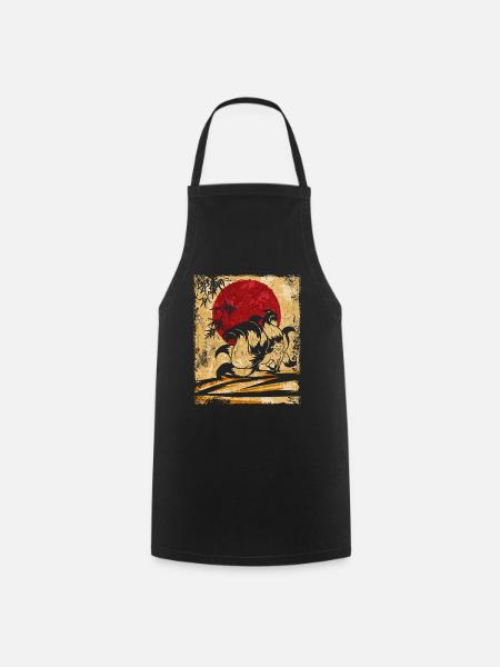Neunschwänziger Fuchs Japanische Retro Kunst - Kochschürze - Schwarz