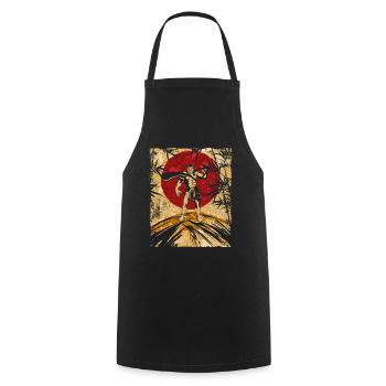 Oni Japanese Art Vintage Fighter Retro - Cooking Apron - black - Front - AI Model Male 185 dark (185cm)