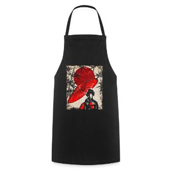 Geisha Art Japonais Vintage Rétro Femmes - Tablier de cuisine - noir - Devant - AI Model Male 185 dark (185cm)