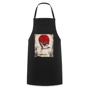 Crane Art Art Japonais Vintage Rétro - Tablier de cuisine - noir - Devant - AI Model Male 185 dark (185cm)