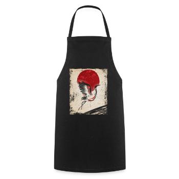 Crane Art Art Japonais Vintage Rétro - Tablier de cuisine - noir - Devant - AI Model Male 185 dark (185cm)