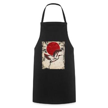 Crane Art Art Japonais Vintage Rétro - Tablier de cuisine - noir - Devant - AI Model Male 185 dark (185cm)