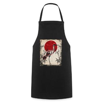 Crane Art Art Japonais Vintage Rétro - Tablier de cuisine - noir - Devant - AI Model Male 185 dark (185cm)