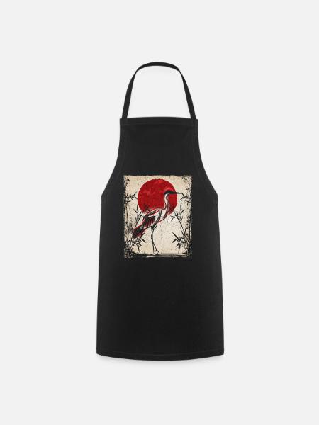 Kranich Art Japanische Kunst Vintage Retro - Kochschürze - Schwarz