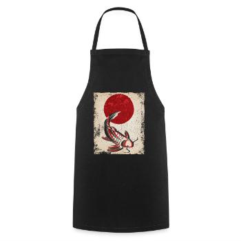 Koi Carp Art Japonais Art Vintage Rétro - Tablier de cuisine - noir - Devant - AI Model Male 185 dark (185cm)