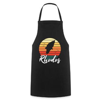 Rhodes Island Carte Grèce Retro Cadeau - Tablier de cuisine - noir - Devant - AI Model Male 185 dark (185cm)