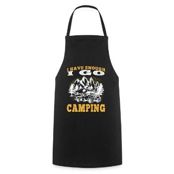camping enough driving camping caravan holiday - Cooking Apron - black - Front - AI Model Male 185 dark (185cm)