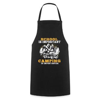 Le camping est plus important camping caravane vacances - Tablier de cuisine - noir - Devant - AI Model Male 185 dark (185cm)