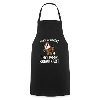 Drôle de pet de poulet petit-déjeuner poulet fermier - Tablier de cuisine - noir - Devant - AI Model Male 185 dark (185cm)