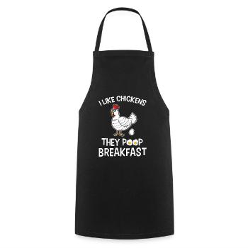Drôle de pet de poulet petit-déjeuner poulet fermier - Tablier de cuisine - noir - Devant - AI Model Male 185 dark (185cm)