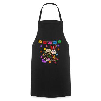 Day of the dead colored bunny Mexican - Cooking Apron - black - Front - AI Model Male 185 dark (185cm)