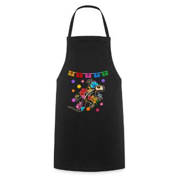 Day of the dead colored gecko Mexican - Cooking Apron - black - Front - AI Model Male 185 dark (185cm)