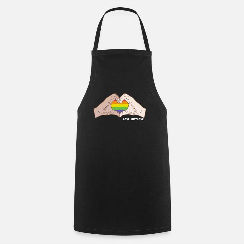 CSD LGBT Hands Shape Rainbow Heart Pride Love - Cooking Apron - black