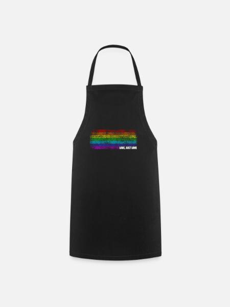 CSD LGBT Regenbogen LGBTQ Herz Pride Love - Kochschürze - Schwarz