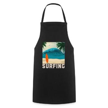 Summer Surfing Beach Vacation Gift - Cooking Apron - black - Front - AI Model Male 185 dark (185cm)