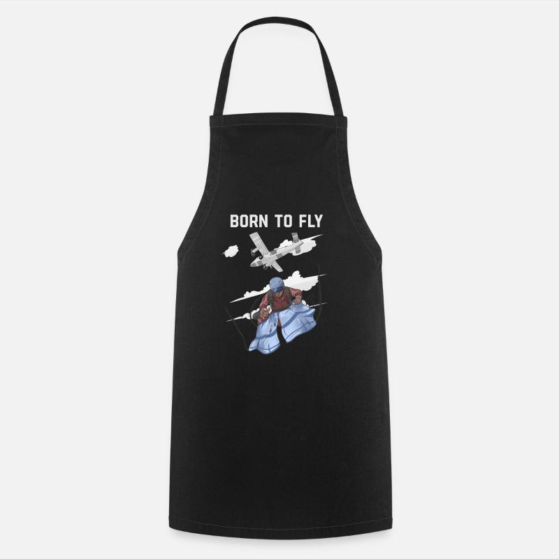 Born To Fly Funny Jumping - Cooking Apron - black