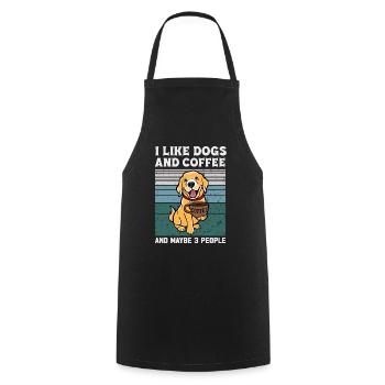 I Like Dogs And Coffee And Maybe 3 People - Cooking Apron - black - Front - AI Model Male 185 dark (185cm)