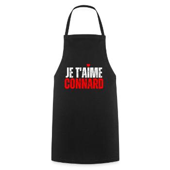 Je T'aime Connard Humour Drôle Message D'amour - Tablier de cuisine - noir - Devant - AI Model Male 185 dark (185cm)