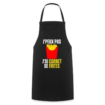 J'Peux Pas J'ai Cornet Frites Cadeau Humour Frite - Tablier de cuisine - noir - Devant - AI Model Male 185 dark (185cm)