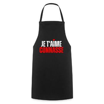 Je T'aime Conasse Humour Drôle Message D'amour - Tablier de cuisine - noir - Devant - AI Model Male 185 dark (185cm)
