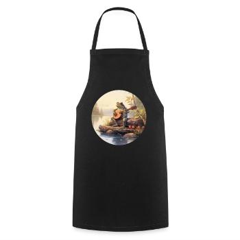 Frog joue du banjo - Tablier de cuisine - noir - Devant - AI Model Male 185 dark (185cm)