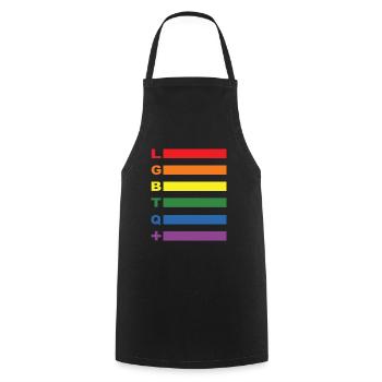 CSD Outfit Pride LGBTQ Regenbogen Balken - Kochschürze - Schwarz - Vorne - AI Model Male 185 dark (185cm)