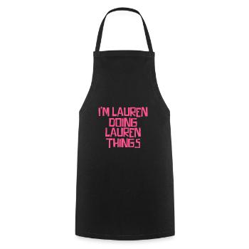 Je suis Lauren en train de faire des choses à Lauren - Tablier de cuisine - noir - Devant - AI Model Male 185 dark (185cm)