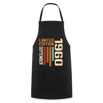 September 1960 Original Birthday Gift Idea - Cooking Apron - black - Front - AI Model Male 185 dark (185cm)