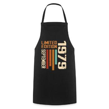 September 1979 Original Birthday Gift Idea - Cooking Apron - black - Front - AI Model Male 185 dark (185cm)