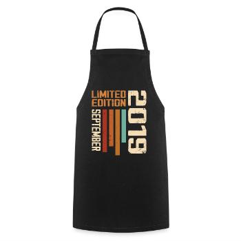 September 2019 Original Birthday Gift Idea - Cooking Apron - black - Front - AI Model Male 185 dark (185cm)