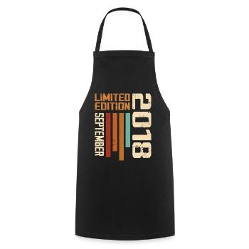 September 2018 Original Birthday Gift Idea - Cooking Apron - black - Front - AI Model Male 185 dark (185cm)