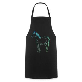 Minimalistisches Pferde Design Geschenk - Kochschürze - Schwarz - Vorne - AI Model Male 185 dark (185cm)
