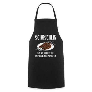 Schaschlik: Grillgenuss für Anspruchsvolle - Kochschürze - Schwarz - Vorne - AI Model Male 185 dark (185cm)