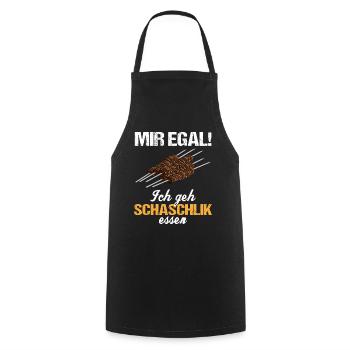 Mir egal! Schaschlik über Alles - Kochschürze - Schwarz - Vorne - AI Model Male 185 dark (185cm)