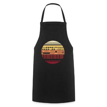 Retro Synthesizer Music Design - Cooking Apron - black - Front - AI Model Male 185 dark (185cm)